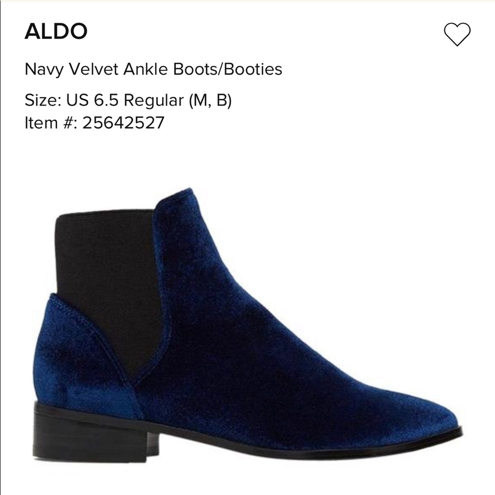 ALDO Nydia Blue Velvet Ankle Boot